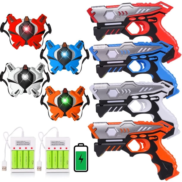Pistolas láser VATOS recargables con batería y cargador, juego de 4