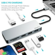 USB C Hub, EQUIPD Aluminum 7 in 1 USB Type C to 4K HDMI Multiport Adapter, 1 USB 3.0 / 2 USB 2.0 Ports, 87W PD, USB C Hub Multiport Adapter for MacBook Pro/Air HP XPS and Other Type C Devices (Grey)