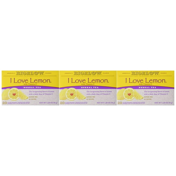 Bigelow Tea Bags, I Love Lemon, 20 Count (pack of 3)