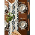 thumbnail image 2 of Beige Blue Wooden Table Runner 60 Inches, Farmhouse Vintage Abstract Wood Bed Runner Dresser Scarves Tabletop for Indoor Outdoor Parties/Ceremony/Banquet, 13" x 60", 2 of 8