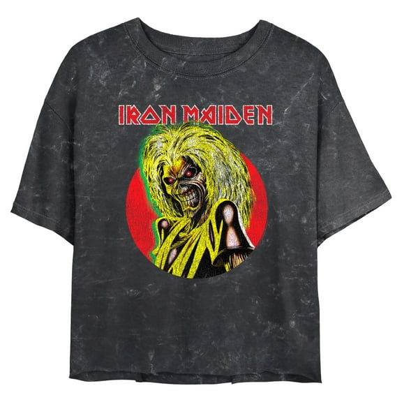 Juniors Iron Maiden Retro Eddie Logo T Shirt