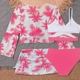 thumbnail image 5 of CAICJ98 Girl's 4 Piece Color Block Swimsuit and Coverup Set Tree Print Boho Bathing Suits for Girls Swimwear (9-10 Years,Hot Pink), 5 of 5