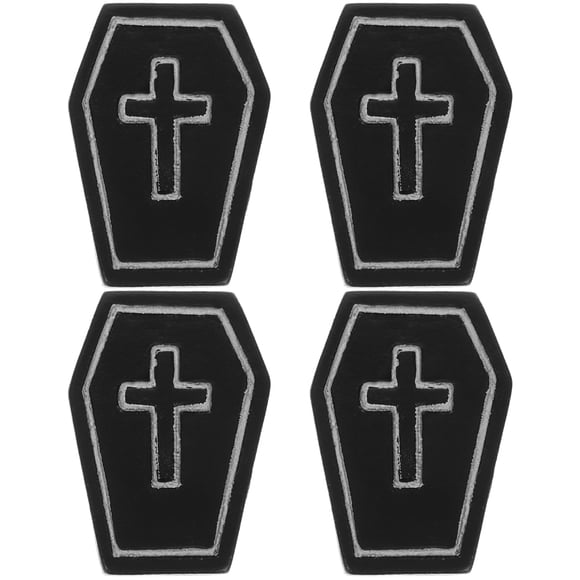 4pcs Halloween Miniature Resin Coffin Ornaments Doll Houses Coffin Prank Props Micro Landscapes Coffin Models Doll House Accessories
