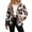 Black Brown Cow Print, variant on Fleece Jacket for Women Sherpa Lined Coat Toile De Jouy Village Fuzzy Shacket Cardigan with Pockets, Casual Fall Winter Clothes, Snap Button, Stand Collar, for Vacation, Small