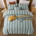 thumbnail image 4 of Rainbow Striped Duvet Cover Set Queen Size, 100% Cotton Bedding Set with Zipper Closure & 8 Corner Ties, Luxury Linen Like Bedding, Soft Breathable Comforter Cover for All Seasons, 4 of 12