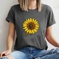 thumbnail image 4 of Fznquz Womens Work Tops Gray Short Sleeve Plus Size Casual Shirts Summer Sunflower Crew Neck Women Blouses, 4 of 5