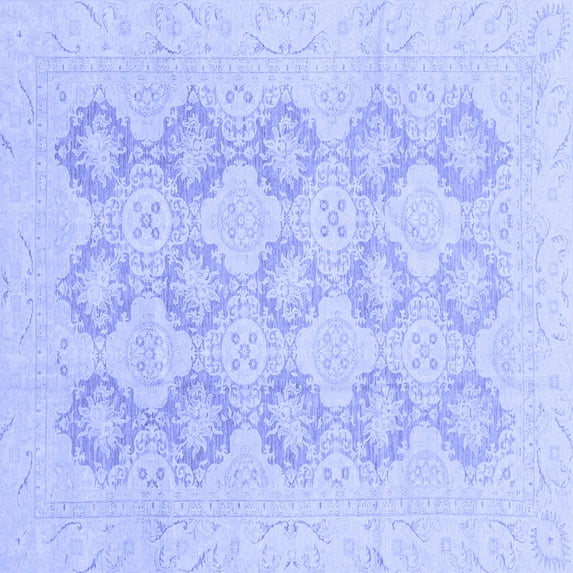 Ahgly Company Machine Washable Indoor Square Oriental Blue Traditional Area Rugs, 8' Square