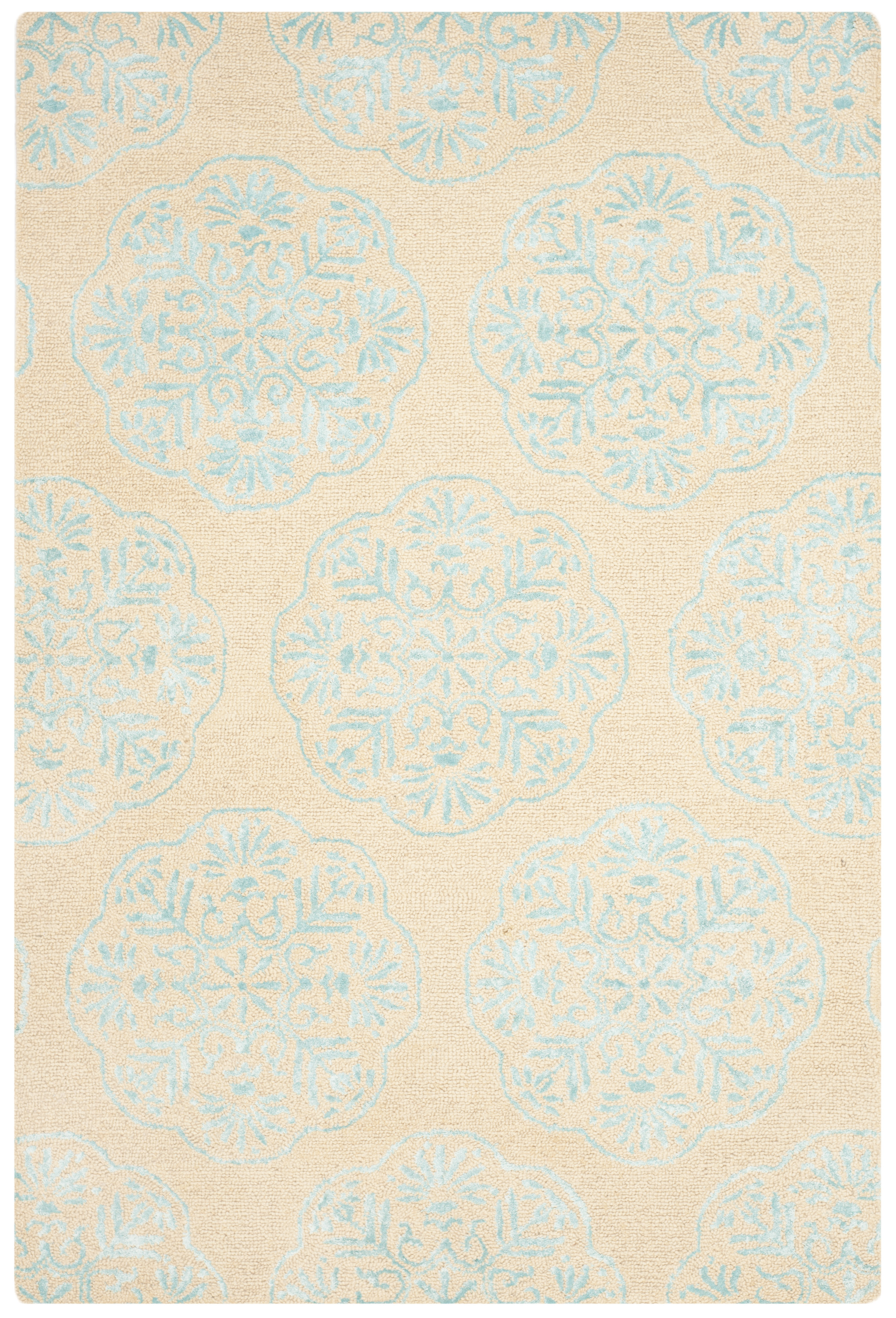 SAFAVIEH Bella Glenna Abstract Wool Area Rug, Beige/Blue, 6' x 9'
