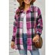 thumbnail image 1 of ABPHQTO Chaqueta camisera abotonada con estampado de rosas a cuadros para mujer, 1 of 5