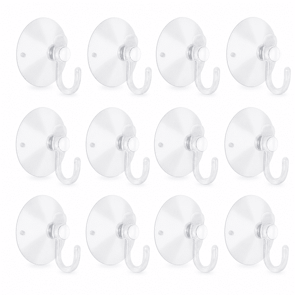 12PCS Removable Suction Cup Hooks – Clear Reusable Hooks for Home & Dorm Use