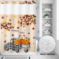 thumbnail image 4 of No Hook Shower Curtain with Built-in Rings - Farmhouse Plaid Truck Fall Thanksgiving Washable Waterproof Fabric Bathroom Curtains for Hotel,Rentals, 60 X 72 Inch Long , Orange Pumpkin Leaf, 4 of 9