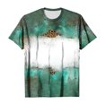 thumbnail image 3 of Jewelreauty Women Casual Tie-Dye Short Sleeve Shirts Round Neck Leopard Print Tops Summer Trendy Tunic Tee (M, Green), 3 of 4