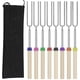 thumbnail image 1 of Palitos extensibles para asar malvaviscos, juego de 8 brochetas telescópicas para Smores y tenedores para perritos calientes con mango de madera, 1 of 5