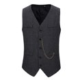 thumbnail image 1 of Vest for Men, Sleeveless Solid Color Medieval Button Front with Fake Pockets, Polyester-Elastane Blend, Black, Size L, 1 of 7