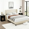 Homfa Queen Size Bed Frame, Modern Bed Frame with WingBack Button