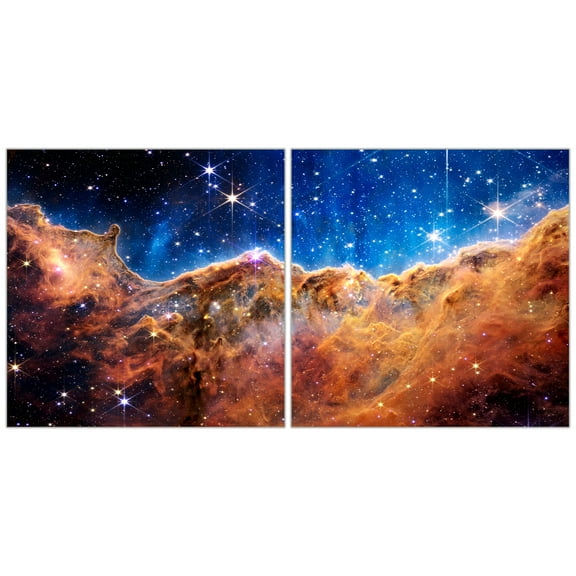 "Mountains of the Carina Nebula I & II" Frameless Reverse Printed Tempered Art Glass Wall Art