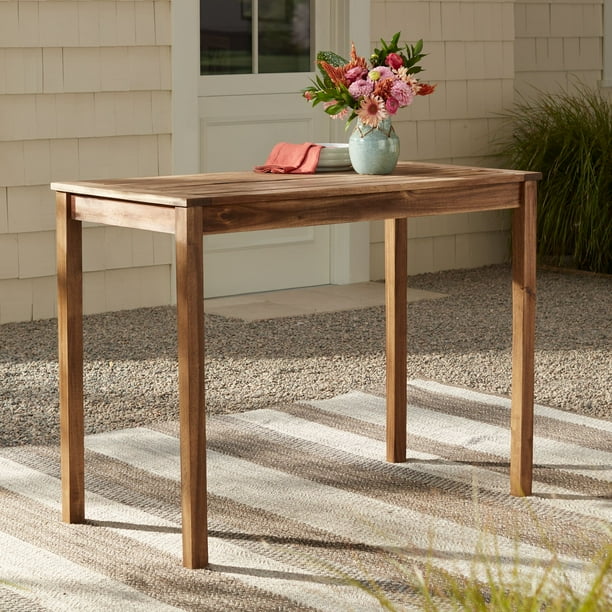 Teal Island Designs Nova 48 Wide Natural Wood Outdoor Bar Table Com Natural Wood Outdoor Bar Table, Outdoor Bar Island Table