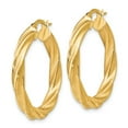 thumbnail image 2 of Leslie's Real 14kt Yellow Gold Polished Scratch-finish Twisted Hoop Earrings; for Adults and Teens; for Women and Men, 2 of 3