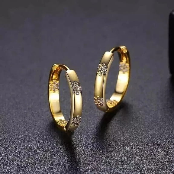 1Ct Round Cut Lab Created Diamond Women's Hoop Earrings 14K Yellow Gold Plated