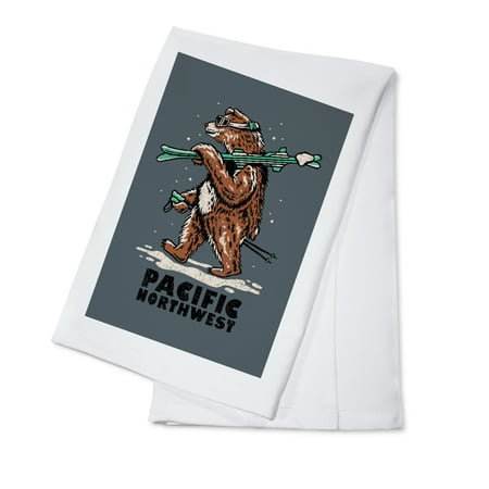 

Pacific Northwest Ski Bear (100% Cotton Tea Towel Decorative Hand Towel Kitchen and Home)