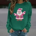 thumbnail image 6 of Aobny Long Sleeve Fall Outfits for Women 2025 Sweatshirt Christmas Army Green Pullover Crew Neck Santa Womans Tops,XXL, 6 of 6