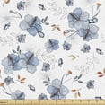 thumbnail image 1 of Tropical Fabric by the Yard Upholstery, Nature Theme Hibiscus Blossoms and Flyaway Petals on Plain Background, Decorative Fabric for DIY and Home Accents, Blue Grey Orange White by Ambesonne, 1 of 5