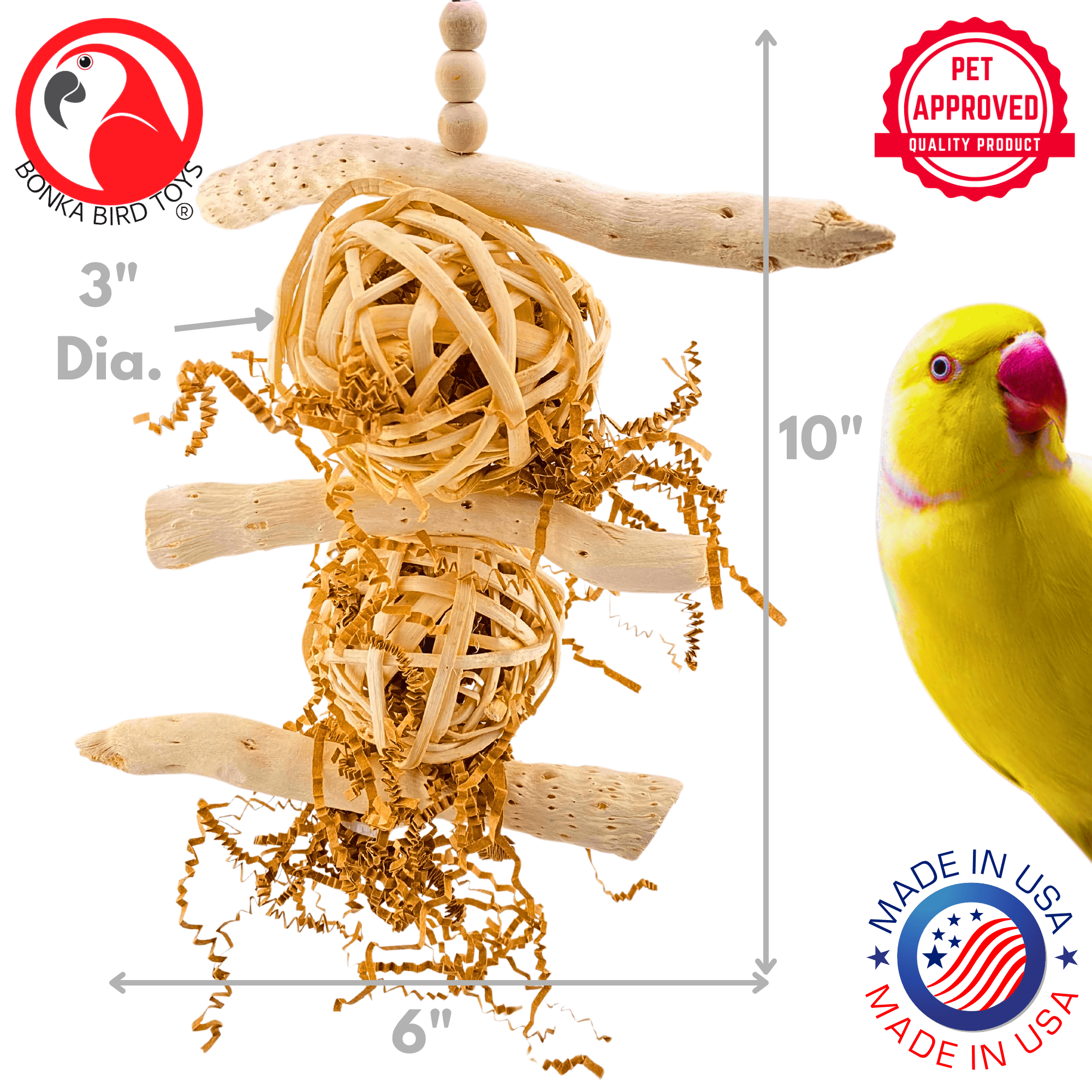 Bonka Bird Toys 1034 Driftwood Forage Tower Chew Forage Shred Parrot Cage Toy