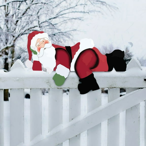 HCTSHG Christmas Fence Peeker Decoration, Santa Claus Peeking Yard Garden Signs, Funny Fence Sign Ornament for Xmas Garden, Courtyard, Wall, Tree Topper Holiday Home Decor