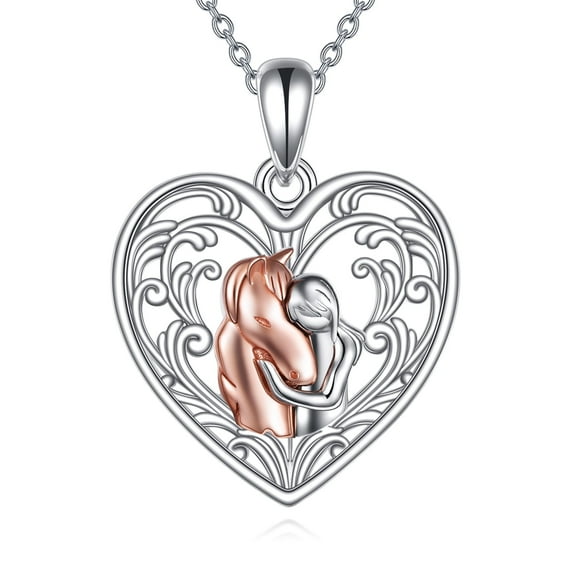 Horse Pendant Necklace S925 Sterling Silver Ladies Jewelry for women
