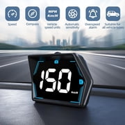 Universal GPS Speedometer MPH Heads-Up Display for Car, USB Plug & Play Large Screen HUD GPS Speedometer with Overspeed Alarm with Shading Plate, Car Charger Adapter, Rotary Suction Cup Holder
