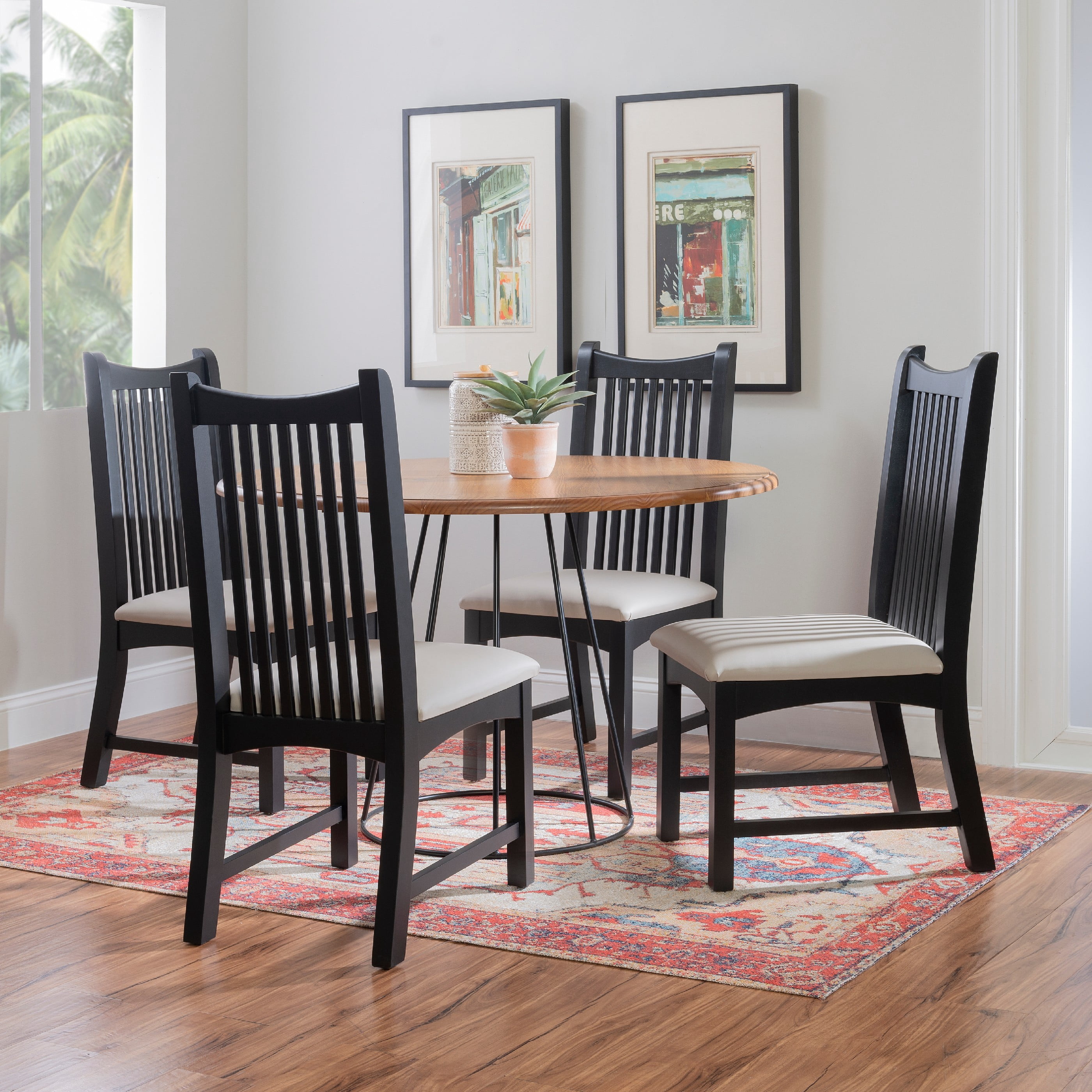 Linon Stanton Dining Chair, Set of 2, Black/Silver