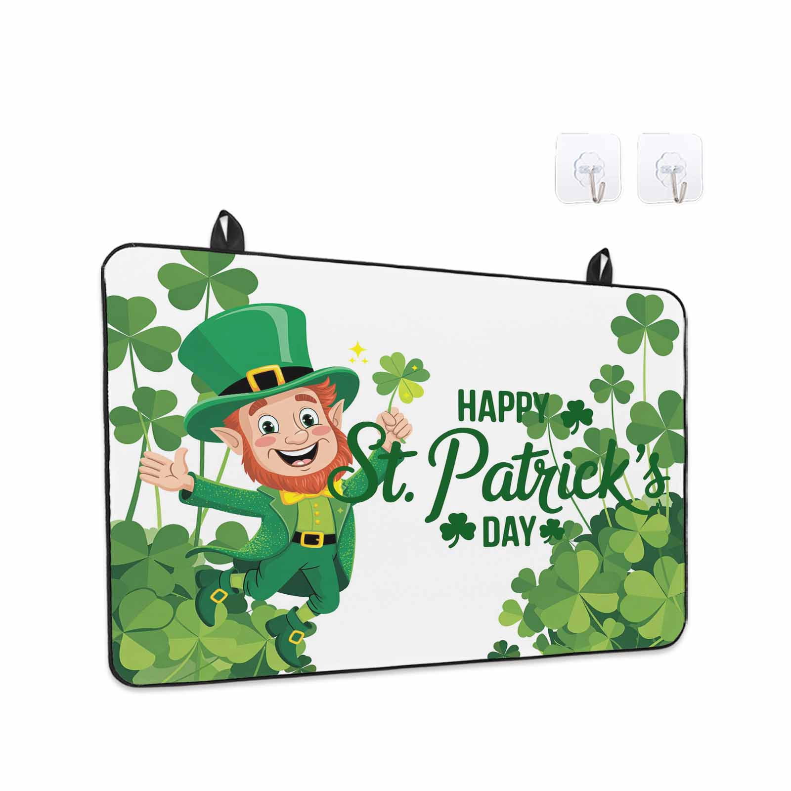 Happy St. Patrick's Day Stove Top Cover for Electric Stove, Heat-proof & Non Slip Glass Top Stove Cover Protector, Cartoon Green Elf Lucky Shamrock Kitchen Flat Cooktop Rubber Mat 24x21 Inches