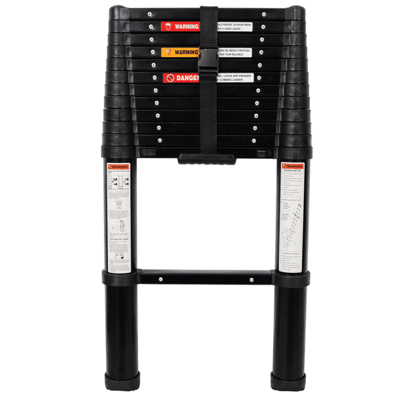 12.5FT Telescopic Ladder with Safety Lock & Non-Slip Feet 330lb Capacity