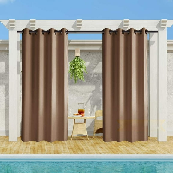 Pro Space 50" x 108" Indoor/Outdoor Curtains Grommet Curtain (2 panel - Coffee)