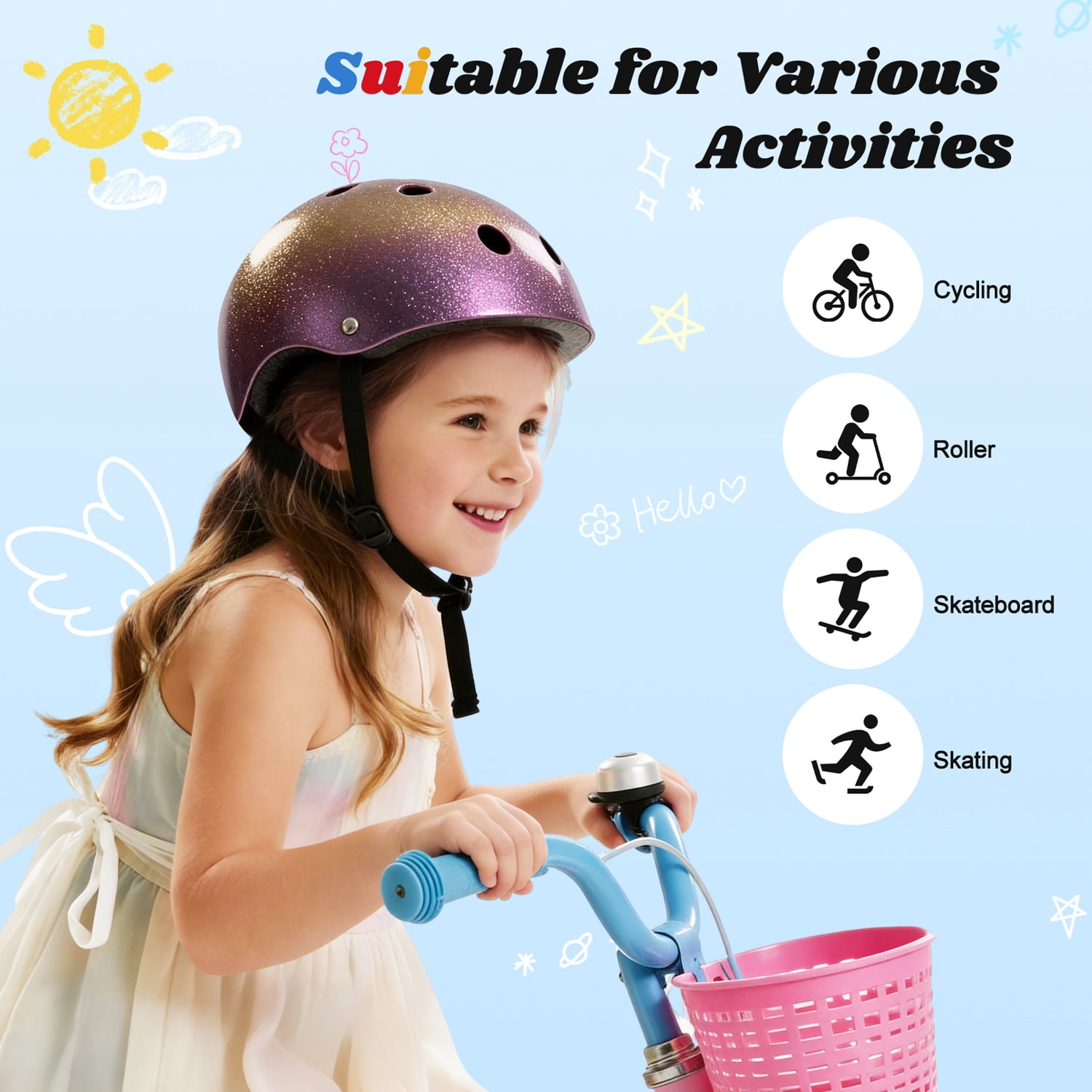 BOSONER Kids/Youth Bike Helmet, Lightweight Multi-Sport Adjustable Helmets for Bicycle Skateboard Scooter Skate Cycling