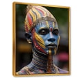 thumbnail image 2 of Designart "Festive Ritual Portrait African" People Framed Wall Art - Global Blue African Mask Entryway Framed Wall Art Print, 2 of 6