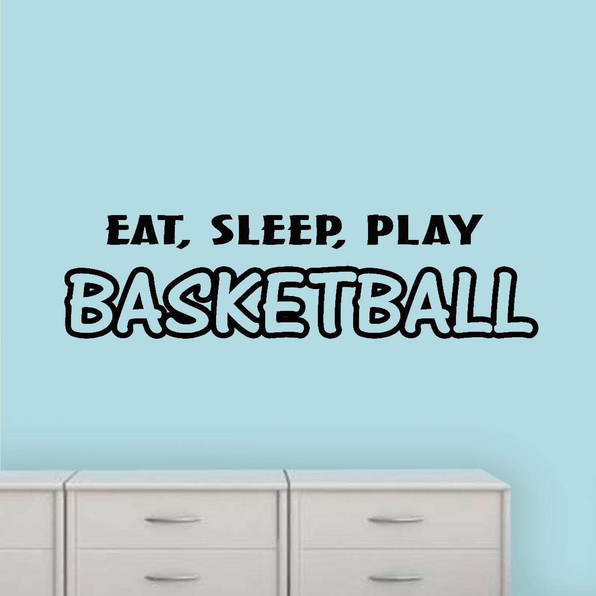 VWAQ Eat Sleep Play Basketball Wall Decal Sports Wall Quote Saying Athletics Boys Room Decor Mural Stickers Basketball Sayings