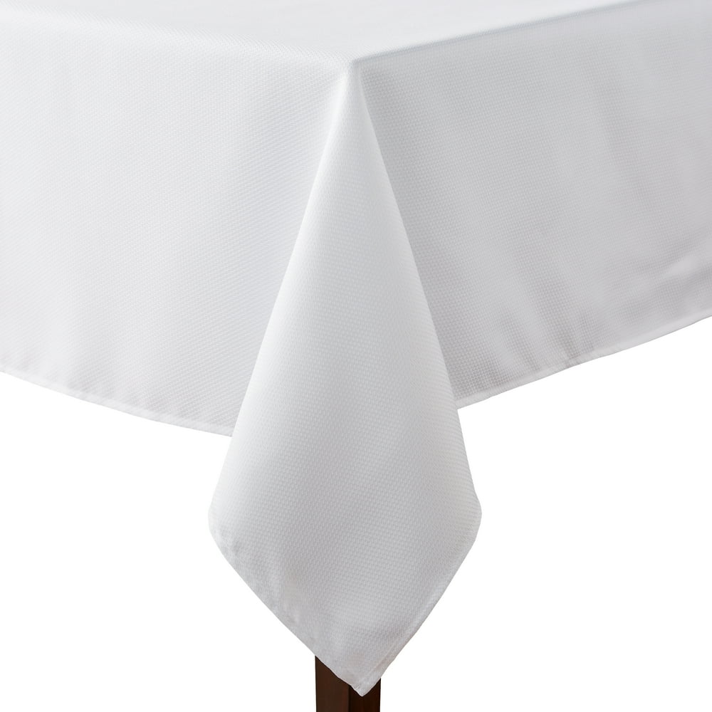 Mainstays Fraser Fabric Tablecloth, 60"W x 84"L, Arctic White