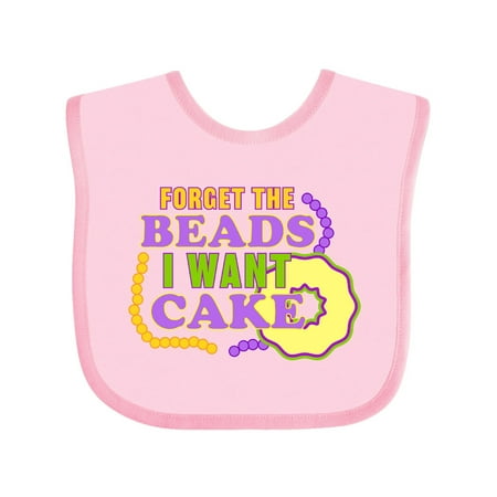 

Inktastic Mardi Gras Forget The Beads I Want Cake Gift Baby Boy or Baby Girl Bib