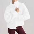 thumbnail image 2 of Womens Fuzzy Fleece Jacket Zip Up Stand Collar Sherpa Coats Casual Winter Warm Fluffy Faux Fur Outwear with Pockets, 2 of 7