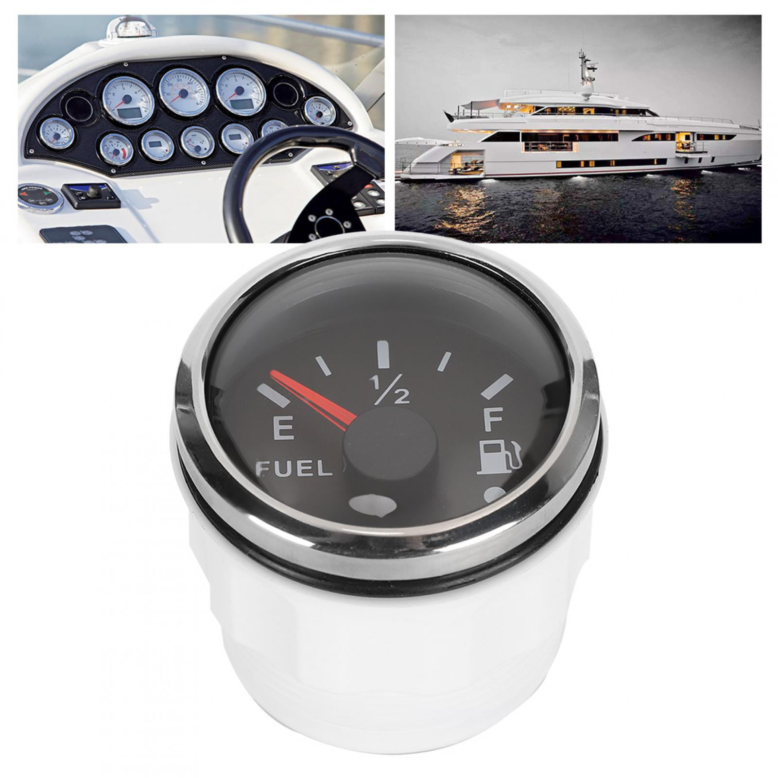 Fuel Level Gauge American Standards Black 2in Fuel Level Meter LED Digital Display Smart Red Light Alarm for Marine Boat Car