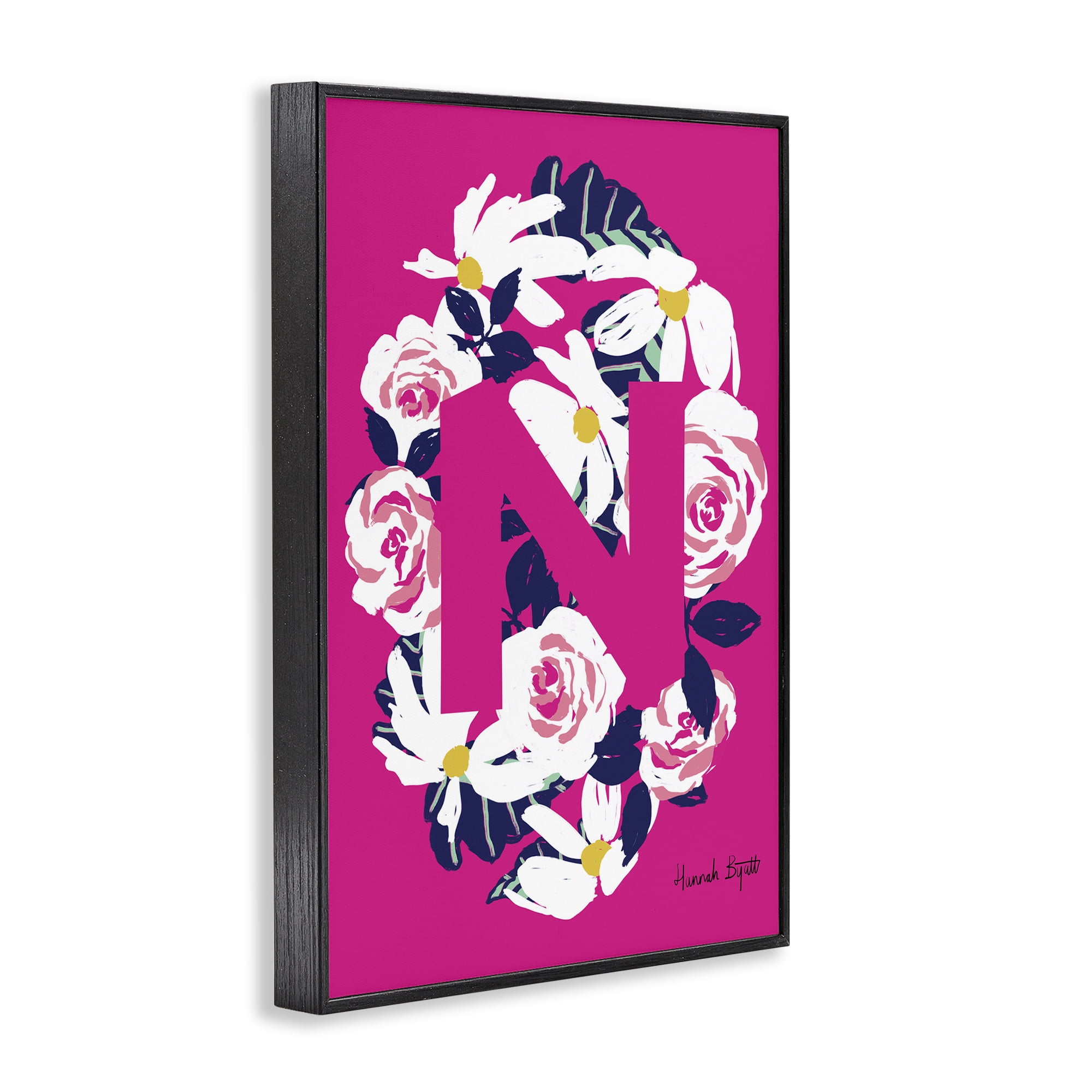 Stupell Industries Floral Bloom Letter N Botanical & Floral Painting Black Framed Art Print Wall Art, 12 x 18