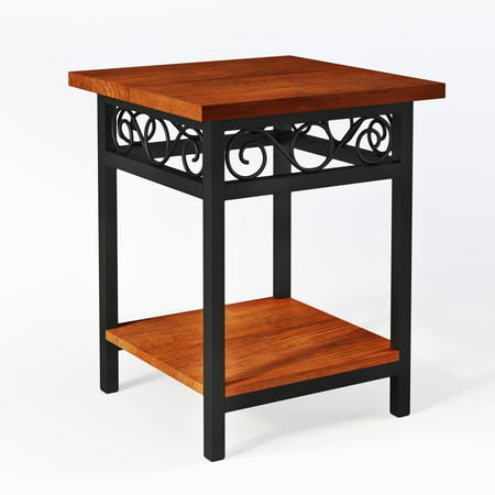 Carolina Cottage Chestnut Finish - Alaterre Artesian Scrollwork End Table, Chestnut Finish