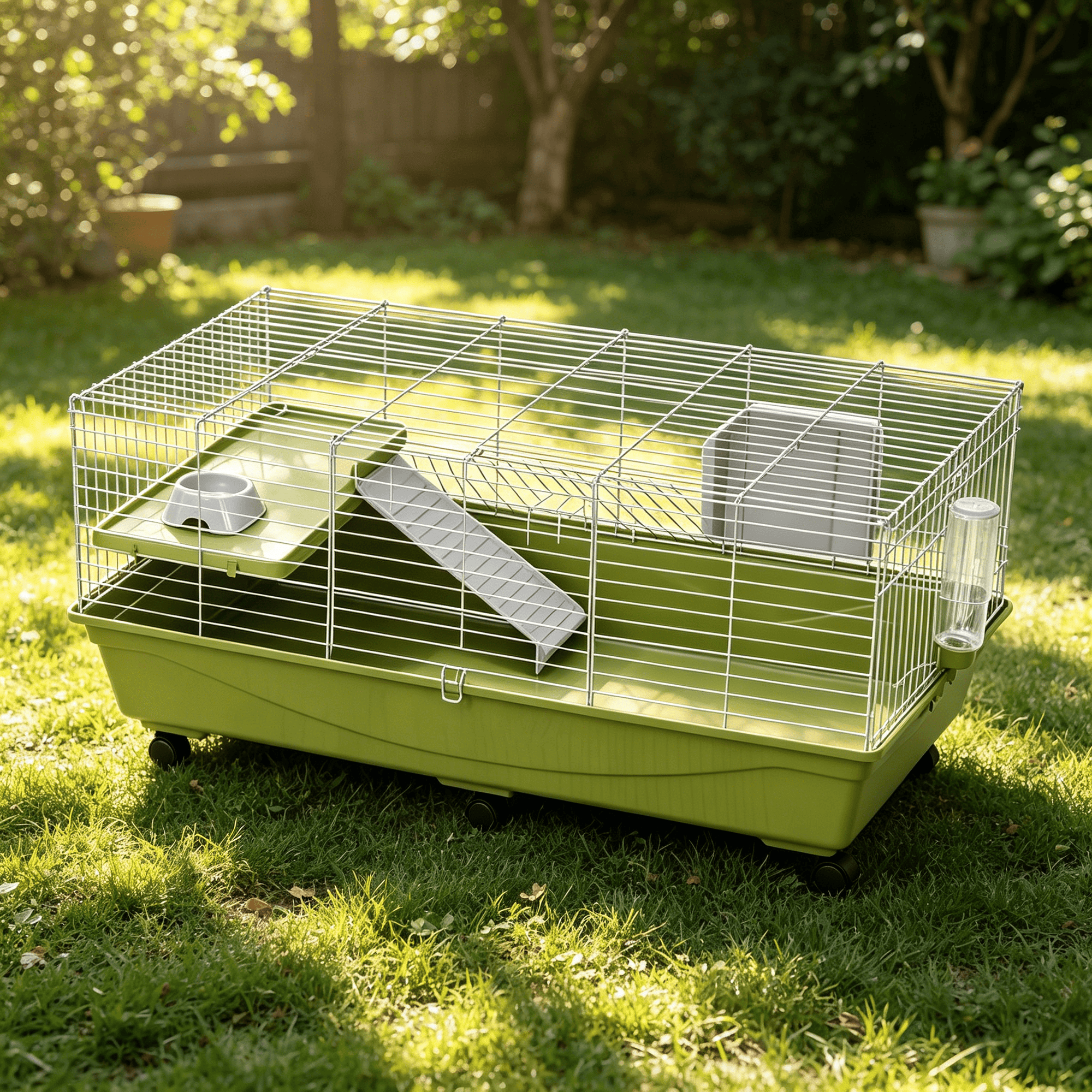 Two-Story Small Animal Cage with Removable Stand for Guinea Pigs, Chinchillas, and Pet Ferrets - Red Indoor Pet Habitat