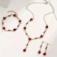 thumbnail image 3 of Red Rose Jewelry Set Silver Necklace Bracelet and Earrings for Valentine's Day Elegant Gold Gift, 3 of 5