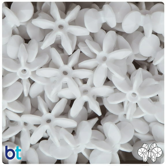 BeadTin Bright White Opaque 25mm SunBurst Plastic Beads (80pcs)