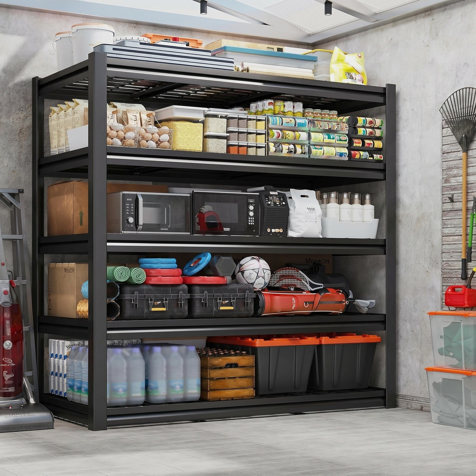Sailvan 3500LBS Heavy Duty Garage Shelving, 5-Tier Adjustable Metal Storage Shelves, Industrial Steel Utility Rack, 60"W x 24"D x 72"H,Black