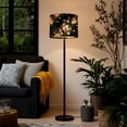 thumbnail image 5 of 2pcs Set Drum Lampshades (13"x 13"x 10"), Pink Cherry Blossom Floral Green Leaves Black Fabric Large Replacement Shades for Table, Floor, and Pendant Lamps, Simple Assembly Needed., 5 of 8