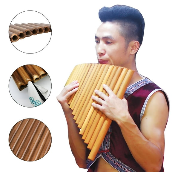 QAYOZ Pan Flute - Correctly Tuned, Left-Hand Easy to Learn, 15 Pipes Chinese Traditional Musical Instrument Pan Pipes