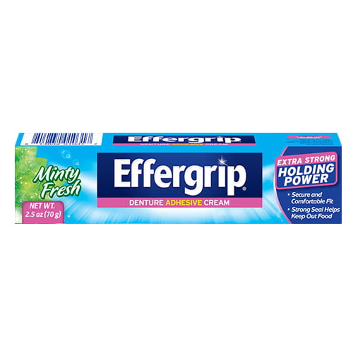 Effergrip Extra Strong Holding Power Denture Adhesive Cream, Minty ...